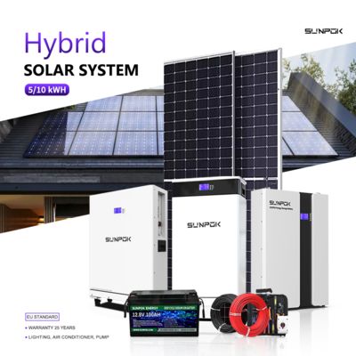 Off-Grid Home Solar Power System 10kWh Lifepo4 Battery Monocrystalline Solar Panel Hybrid Solar Inverter for Home