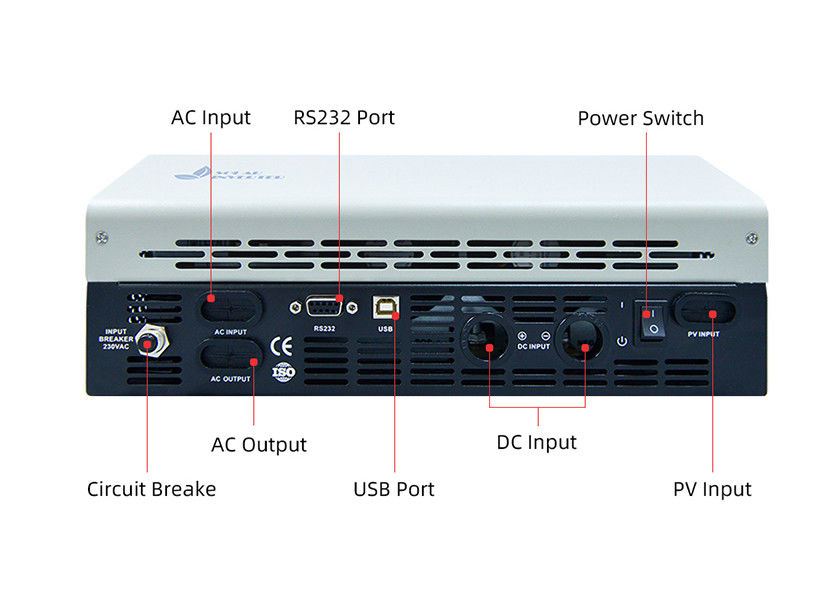 सौर ऊर्जा के लिए एलसीडी डिस्प्ले ऑफ ग्रिड इन्वर्टर 5kw 3kw 230V सिंगल फेज