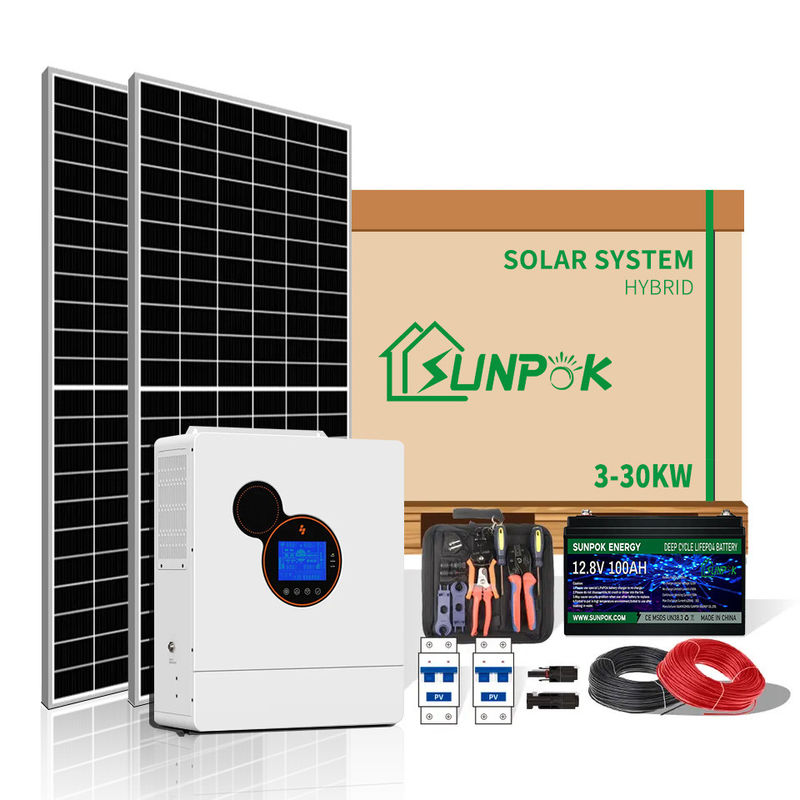 स्मार्ट हाइब्रिड सोलर इन्वर्टर सिस्टम 10Kw 15Kw 20KW ऑफ ग्रिड आवासीय सौर ऊर्जा सिस्टम