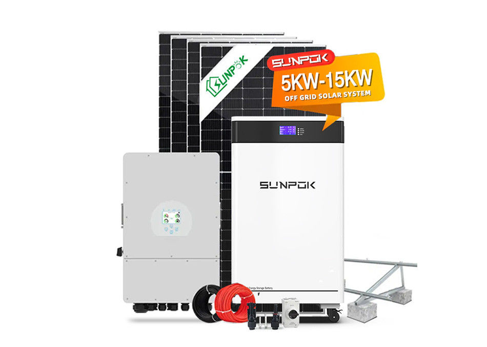 रोडवे हाइब्रिड सोलर पावर सिस्टम 5kw के साथ इन्वर्टर हाइब्रिड ऑफ ग्रिड 30kw लिथियम बैटरी सोलर सिस्टम