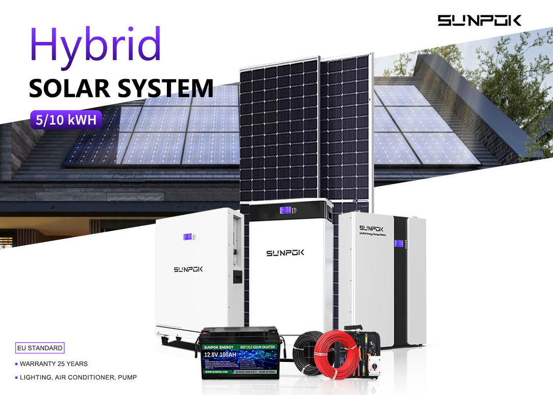 हाइब्रिड सौर ऊर्जा भंडारण प्रणाली लिथियम बैटरी 48v 200ah 15kwh 20kwh छत माउंटिंग