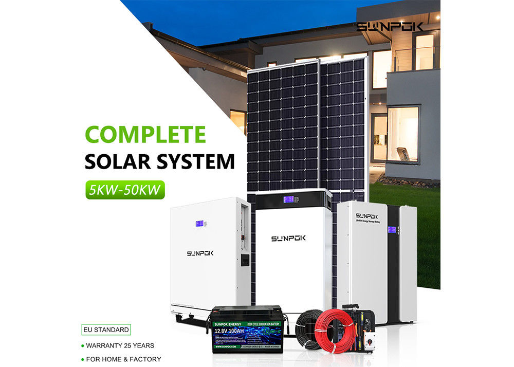 ऑफ ग्रिड फोटोवोल्टिक सौर ऊर्जा प्रणाली 5Kw 10Kw 12Kw घर के लिए पूर्ण हाइब्रिड सौर ऊर्जा प्रणाली किट