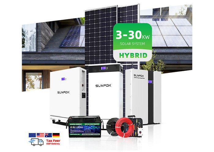 10Kw 12Kw 15Kw हाइब्रिड सौर ऊर्जा प्रणाली पूर्ण सौर पैनल घर के उपयोग के लिए बिजली प्रणाली इन्वर्टर के साथ