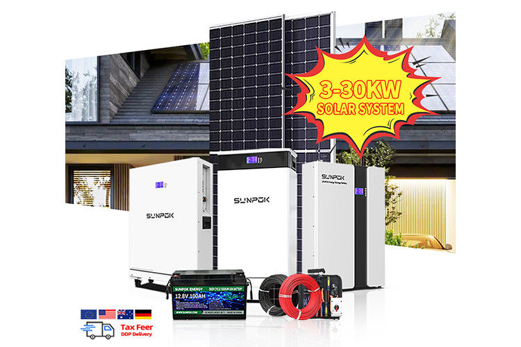हाइब्रिड 6kw 8kw 10kw 12kw 20kw सोलर सिस्टम सोलर पैनल 10kw सिस्टम लिथियम बैटरी 48v 100ah सोलर सिस्टम के लिए