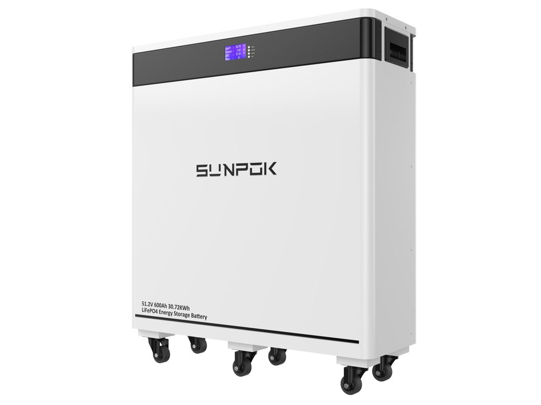 30KW डीप साइकल 600AH मूवेबल फ्लोर माउंटेड LiFePO4 51.2V लिथियम आयन बैटरी पैक होम एनर्जी स्टोरेज