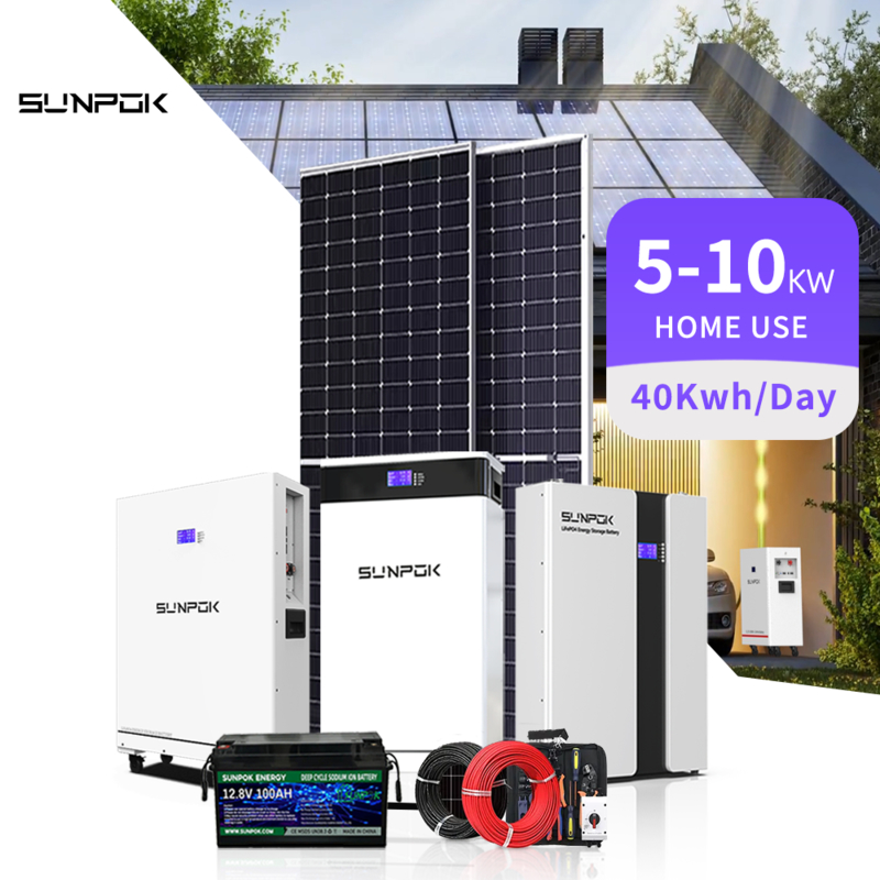 Off Grid Solar Power System 5kW 10kW 20kW Solar Panels With Battery and Inverter Kit Complet Hybrid Solar Energy System for Home