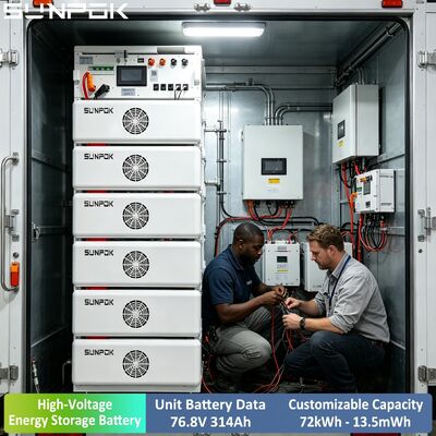 SUNPOK उच्च वोल्टेज रैक-माउंटेड आवासीय भंडारण प्रणाली 76.8V 24KWH 314ah होम उपयोग के लिए Lifepo4 सौर लिथियम बैटरी
