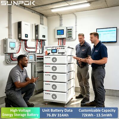 SUNPOK 76.8V 314Ah लिथियम आयन बैटरी पैक सौर बैटरी 265kwh लिथियम बैटरी हाइब्रिड ऑफ ग्रिड स्टोरेज सिस्टम परियोजना के लिए