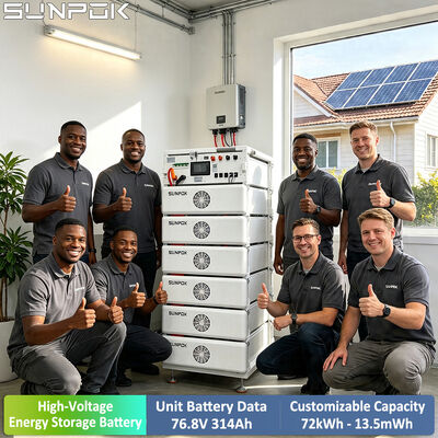 SUNPOK लिथियम आयन बैटरी पैक के साथ बॉक्स रैक ESS कैबिनेट 76.8V 314Ah LiFePO4 8000 चक्र सौर ऊर्जा भंडारण प्रणाली