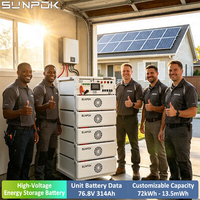 SUNPOK Lifepo4 होम बैटरी 76.8V 314AH लिथियम आयन बैटरी पैक उच्च वोल्टेज ऊर्जा भंडारण बैटरी