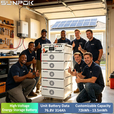 SUNPOK HV उच्च वोल्टेज लिथियम आयन बैटरी पैक ESS कैबिनेट 76.8V 314Ah Lifepo4 सौर ऊर्जा भंडारण प्रणाली के लिए सौर बैटरी
